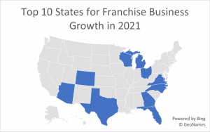Top 10 States for Franchise Business Growth in 2021